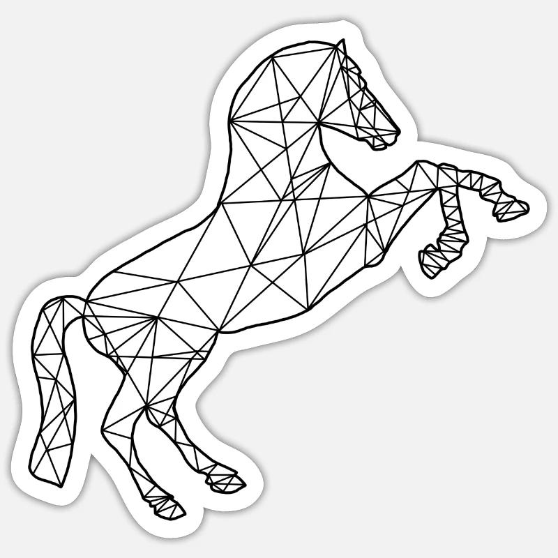 Geometrisches Pferd im Polygon-Design - Sticker Größe S (10 x 10 cm) - Mattweiß