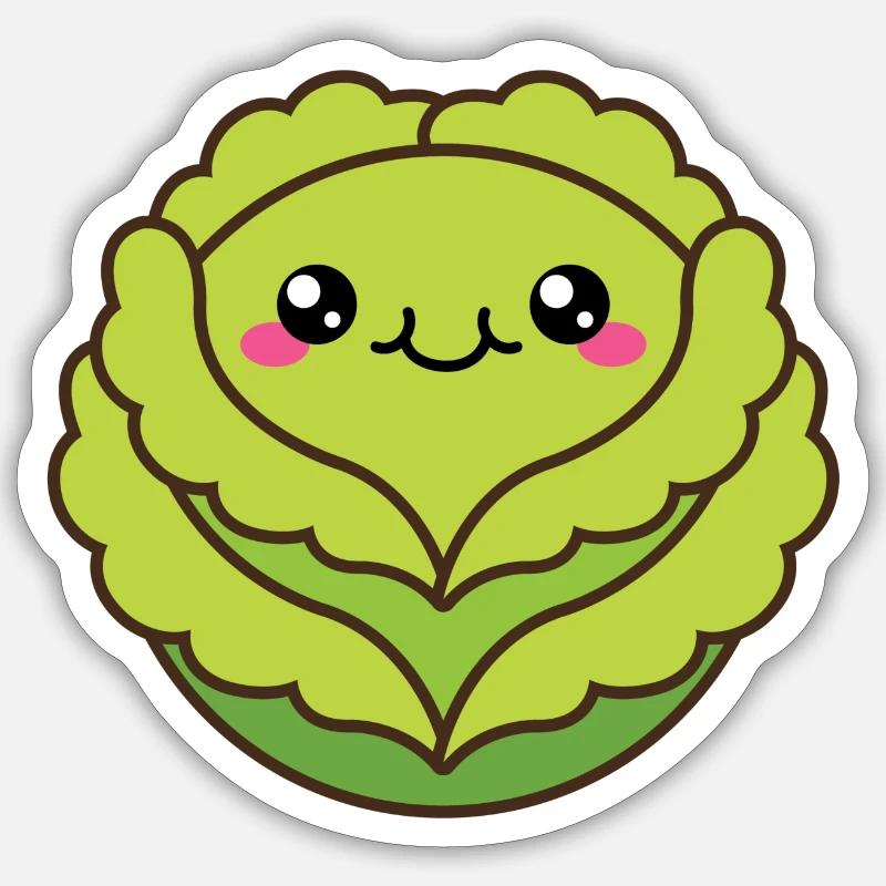 Niedlicher Kohl oder Salatkopf Sticker Größe S (10 x 10 cm)