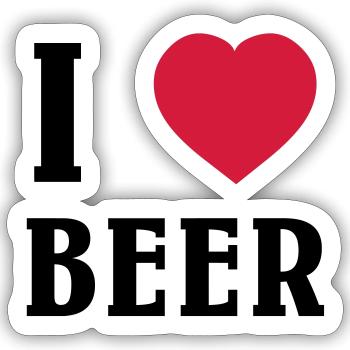 I Love Beer - Sticker size S (10 x 10 cm) - white matte - Front