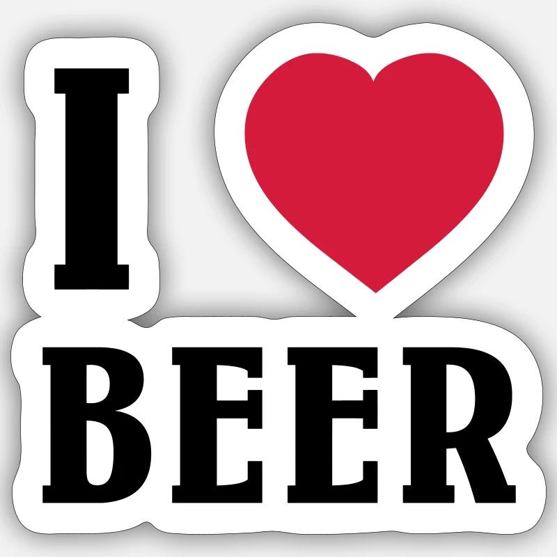 I Love Beer - Sticker size S (10 x 10 cm) - white matte