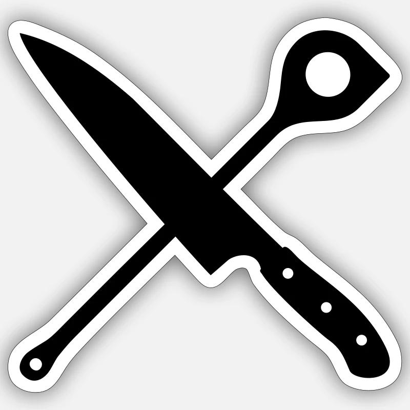 Messer & Kochlöffel Sticker Größe S (10 x 10 cm)