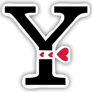 Capital letter Y with hearts - Sticker size S (10 x 10 cm) - white matte - Front