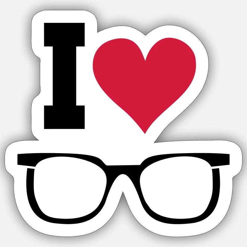 Brille Sonnenbrille Herz Statement Geschenk - Sticker Größe S (10 x 10 cm) - Mattweiß