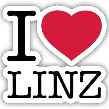 I LOVE LINZ Autriche Österreich - Sticker taille S (10 x 10 cm) - blanc mat - Devant
