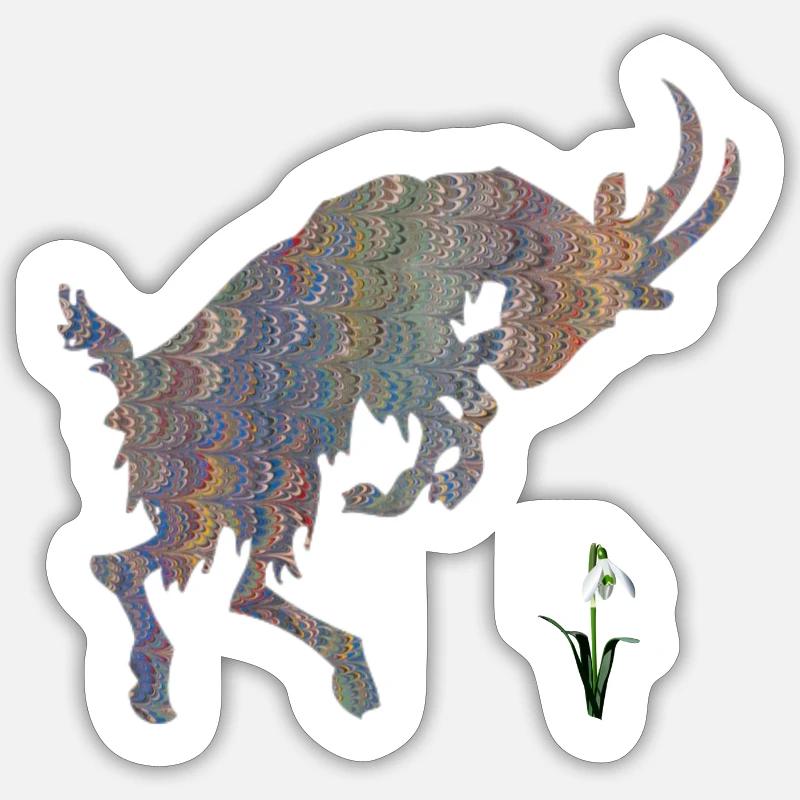 chèvre avec perce-neige e 49 Sticker taille S (10 x 10 cm)