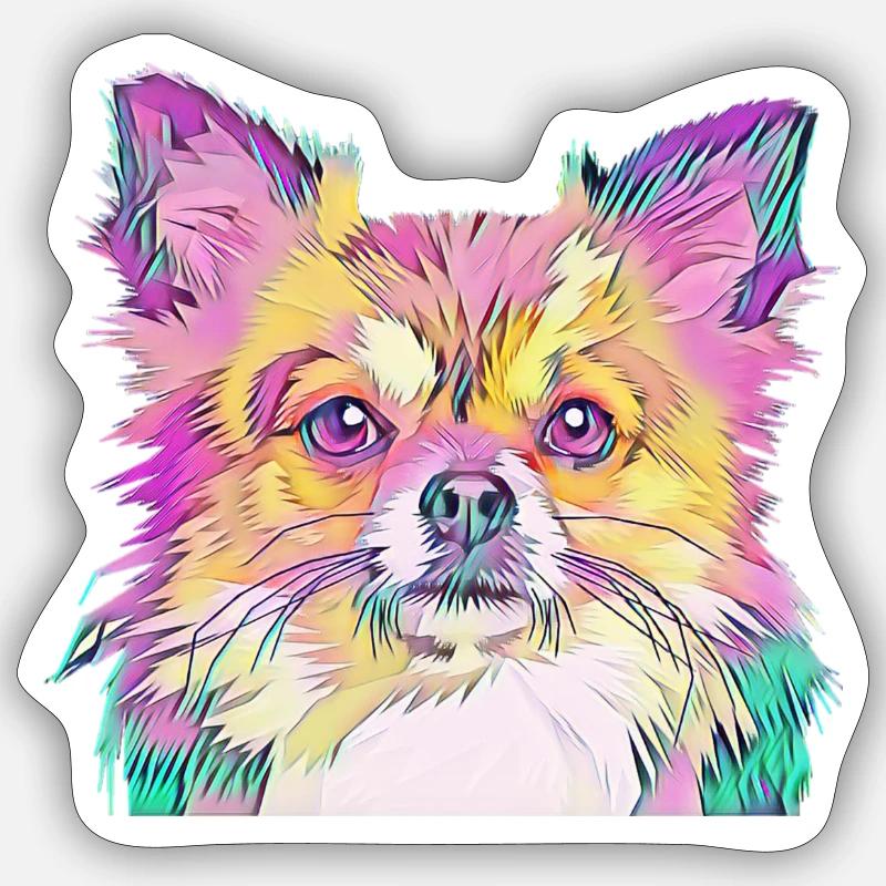 Bunter Hund - Sticker Größe S (10 x 10 cm) - Mattweiß