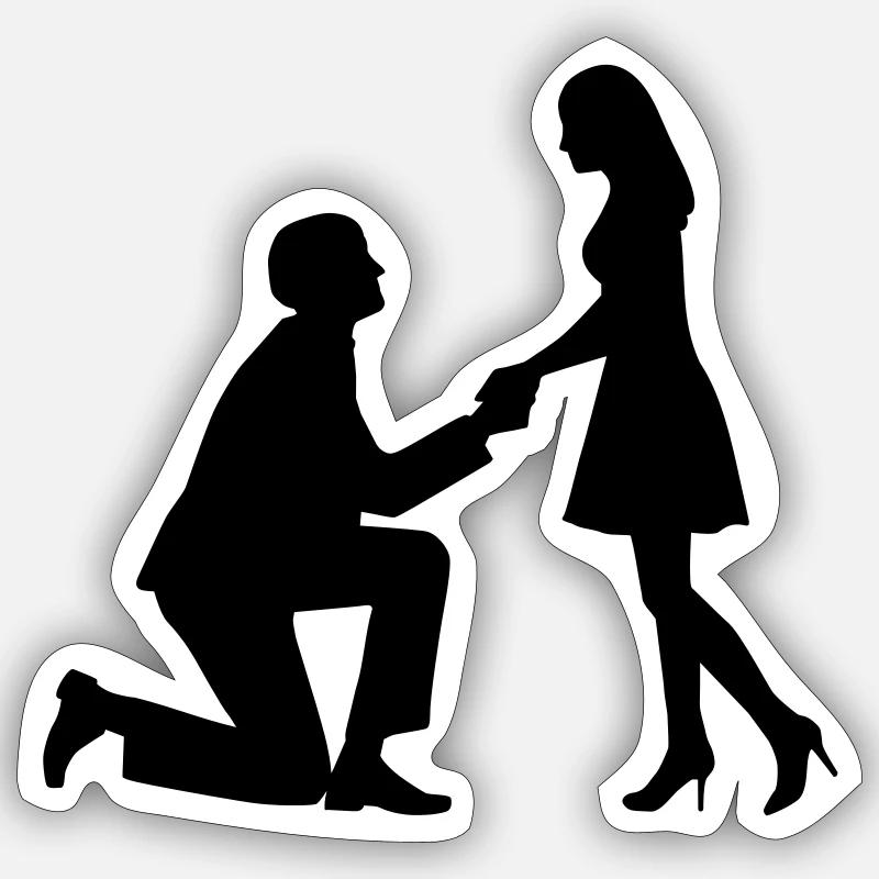 Heiratsantrag - Sticker Größe S (10 x 10 cm) - Mattweiß