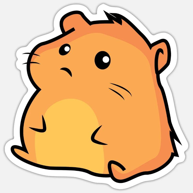 Petit hamster potelé - Sticker taille S (10 x 10 cm) - blanc mat