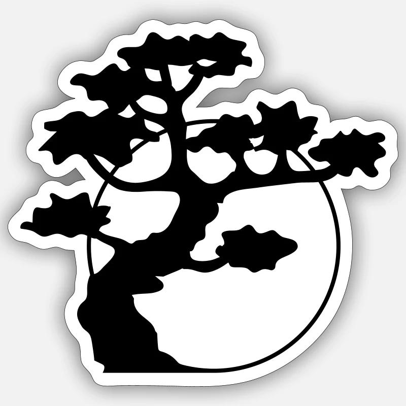circle sun evening moon night tree decoration cool Sticker size S (10 x 10 cm)