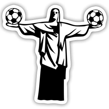 Fußball Statue Brasilien Rio Janeiro Christus - Sticker Größe S (10 x 10 cm) - Mattweiß - Vorne