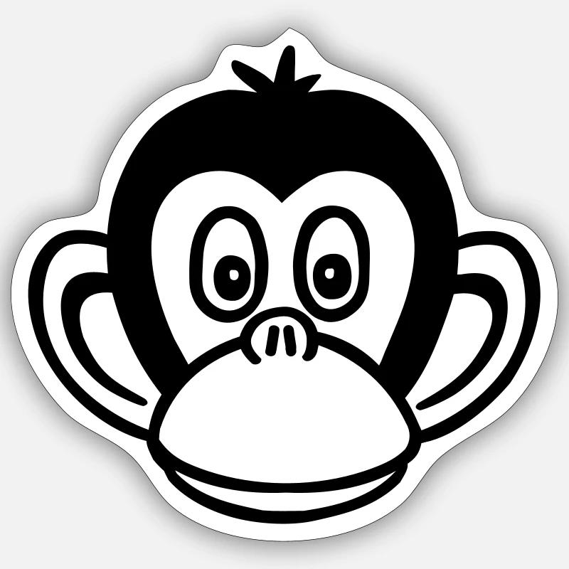 Affe - Sticker Größe S (10 x 10 cm) - Mattweiß