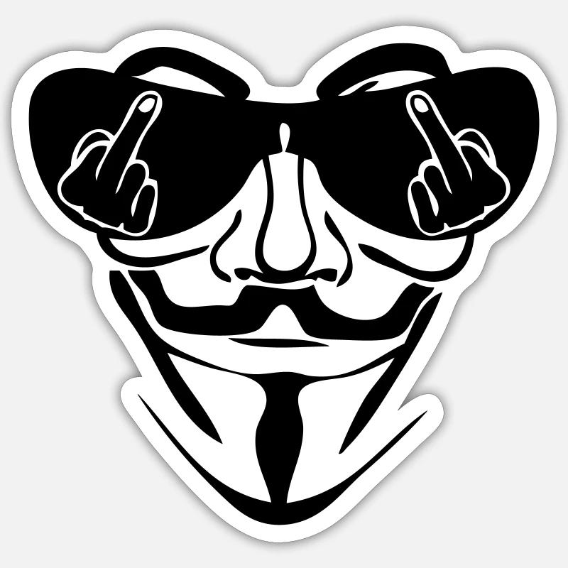 anonymous mask bezel fuck - Sticker size S (10 x 10 cm) - white matte