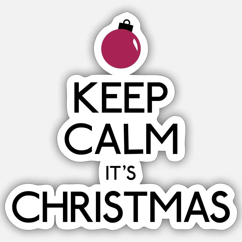 keep calm christmas - Sticker taille S (10 x 10 cm) - blanc mat