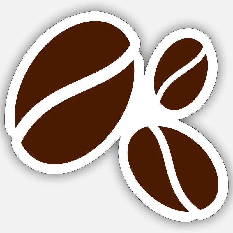 Grains de café - Sticker taille S (10 x 10 cm) - blanc mat