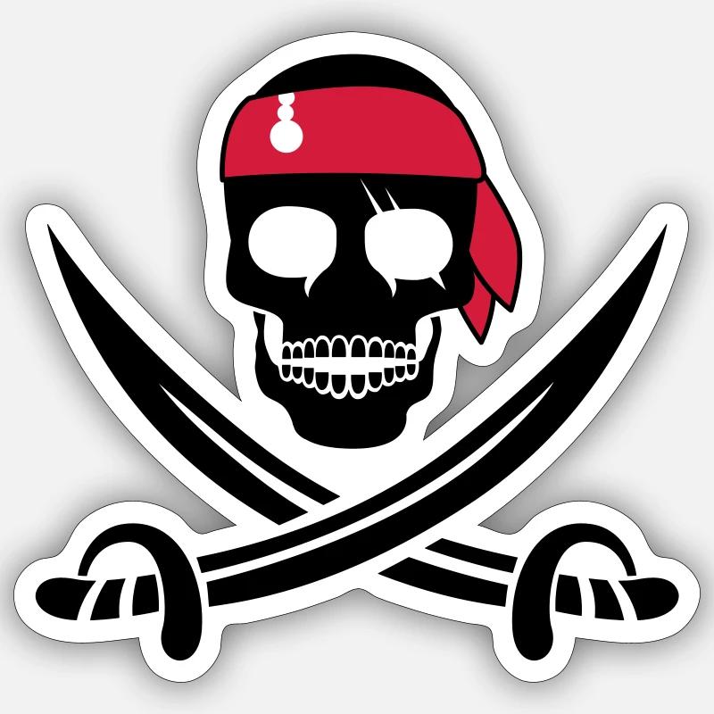 pirate skull - Sticker size S (10 x 10 cm) - white matte