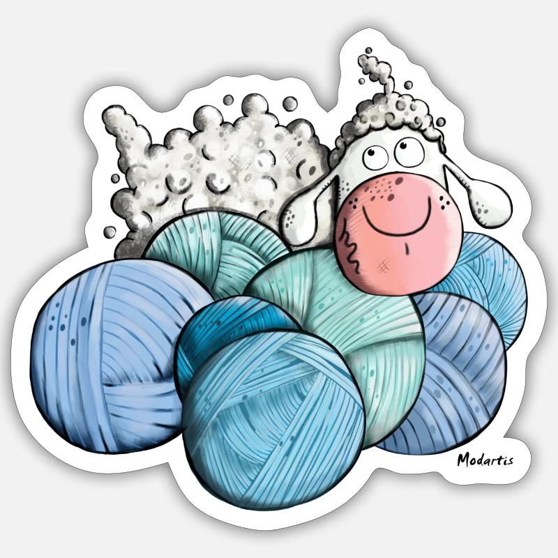 Sheep on whool - Sticker size S (10 x 10 cm) - white matte