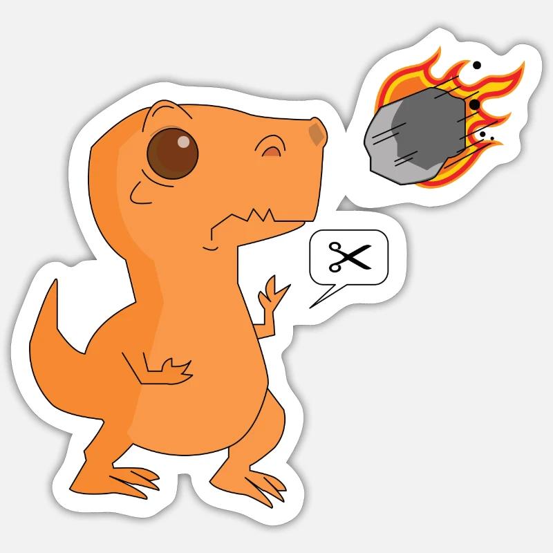 Dinosaure pierre papier ciseaux - Sticker taille S (10 x 10 cm) - blanc mat