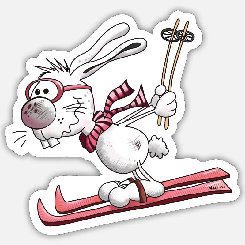 Ski Rabbit - Sticker size S (10 x 10 cm) - white matte