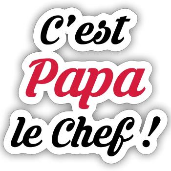 Papa / Fête des Pères / Pere / Cuisine Chef / Bébé - Sticker taille S (10 x 10 cm) - blanc mat - Devant