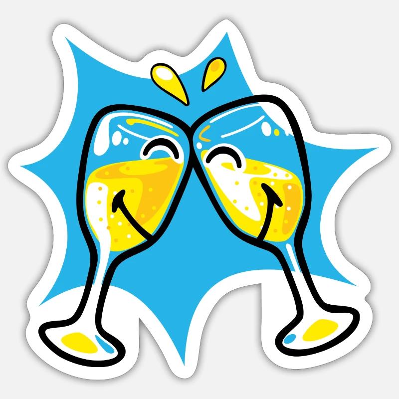 Smiley New Year Ching - Sticker taille S (10 x 10 cm) - blanc mat