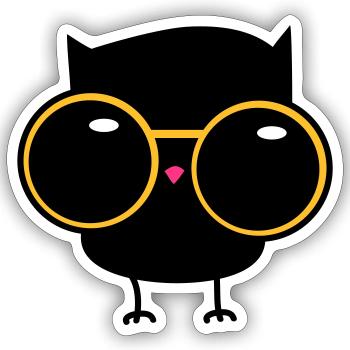 Eule mit Sonnenbrille - Sticker Größe S (10 x 10 cm) - Mattweiß - Vorne