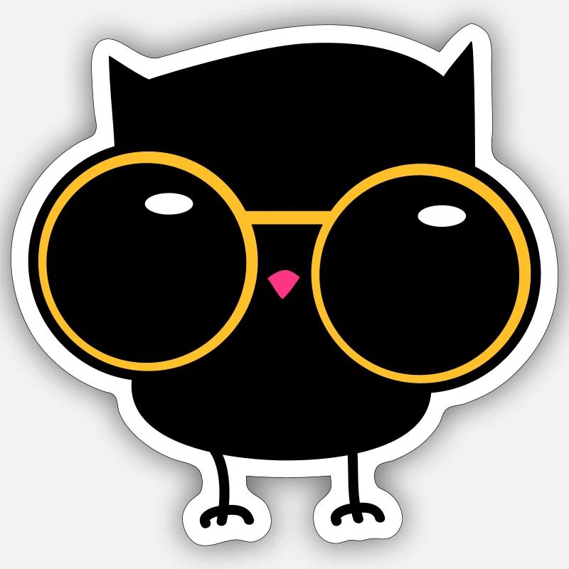Eule mit Sonnenbrille - Sticker Größe S (10 x 10 cm) - Mattweiß