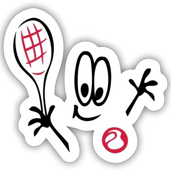 Sport, Tennis ,Tennisball, Comic - Sticker Größe S (10 x 10 cm) - Mattweiß - Vorne