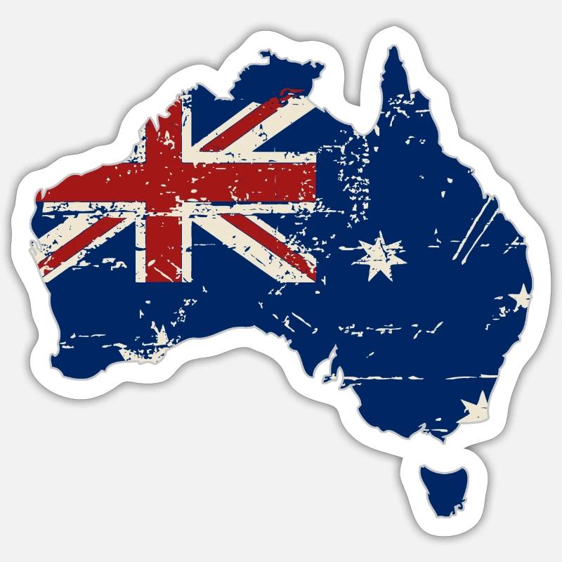 Australia Map Flag - Australien - Sticker Größe S (10 x 10 cm) - Mattweiß