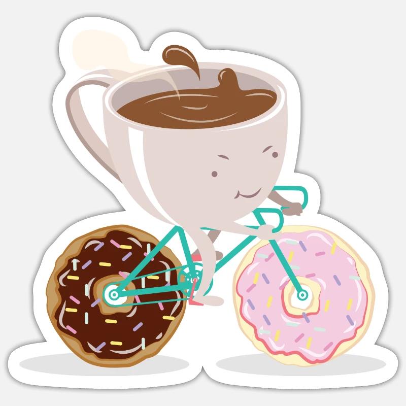 Donut Coffee Bicycle - Sticker size S (10 x 10 cm) - white matte