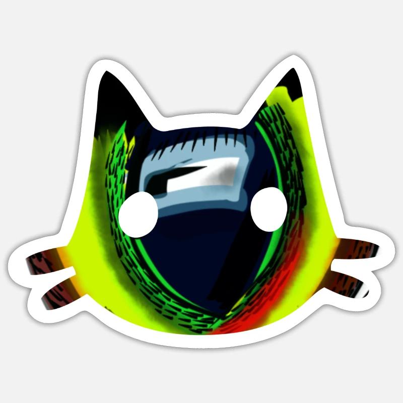 Oeil de chat en contour de chat Sticker taille S (10 x 10 cm)