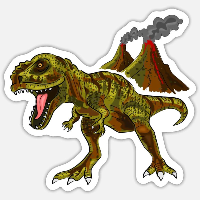 Dinosaurier Vulkan Sticker Größe S (10 x 10 cm)