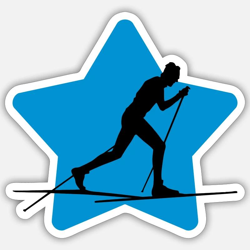 Langlaufen / Langlauf / eislaufen / Langläufer - Sticker Größe S (10 x 10 cm) - Mattweiß