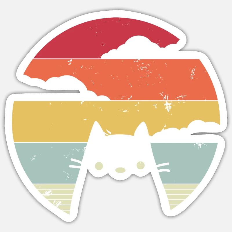 Cat retro - Sticker size S (10 x 10 cm) - white matte