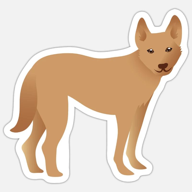 Einzelner Dingo-Hund, der glücklich schaut - Sticker Größe S (10 x 10 cm) - Mattweiß