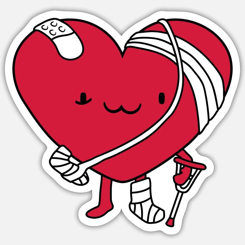 malato di cuore spezzato paziente malato doc - Sticker formato S (10 x 10 cm) - bianco opaco