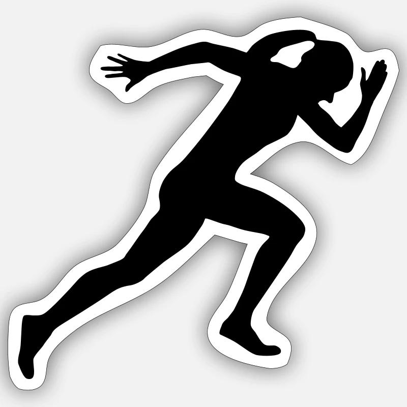 Läuferin, laufen, Sprinterin - Sticker Größe S (10 x 10 cm) - Mattweiß
