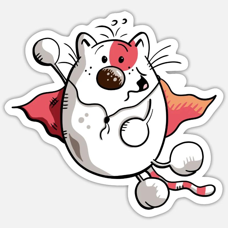 Super Cat - Sticker Größe S (10 x 10 cm) - Mattweiß