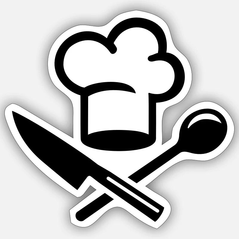 Cuisinier - Sticker taille S (10 x 10 cm) - blanc mat