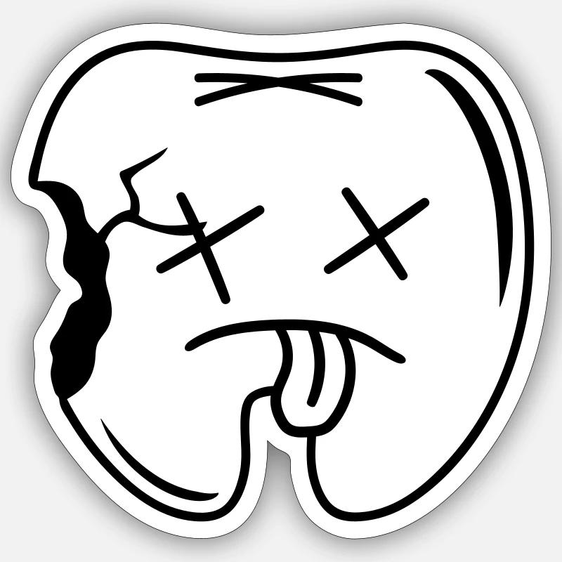 comic karies loch im zahn - Sticker Größe S (10 x 10 cm) - Mattweiß
