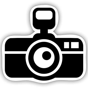 Caméra - Sticker taille S (10 x 10 cm) - blanc mat - Devant