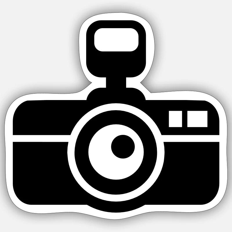 Caméra - Sticker taille S (10 x 10 cm) - blanc mat