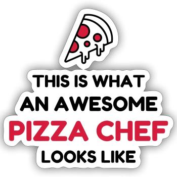pizza / pizzaiolo / chef / italie / pizzaiola - Sticker taille S (10 x 10 cm) - blanc mat - Devant