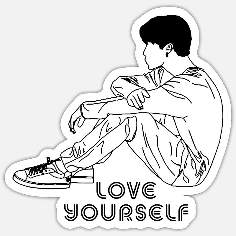 kpop K-Pop KPop aimez-vous - Sticker taille S (10 x 10 cm) - blanc mat