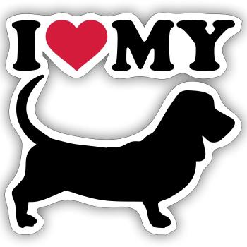 Basset Hound - Sticker Größe S (10 x 10 cm) - Mattweiß - Vorne