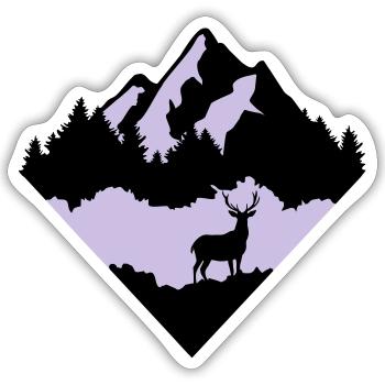 Deer, Forrest and Mountains - Sticker size S (10 x 10 cm) - white matte - Front