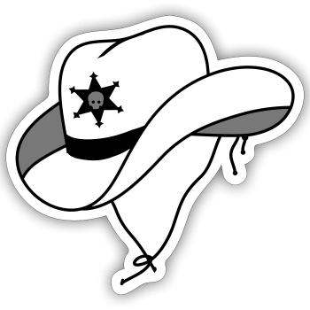 Sheriff Hut mit kleinem Skull auf Sheriff Stern - Sticker Größe S (10 x 10 cm) - Mattweiß - Vorne