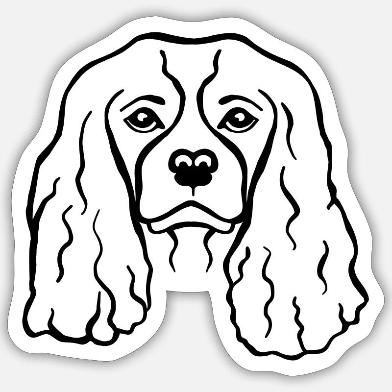Cavalier King Charles - Sticker Größe S (10 x 10 cm) - Mattweiß