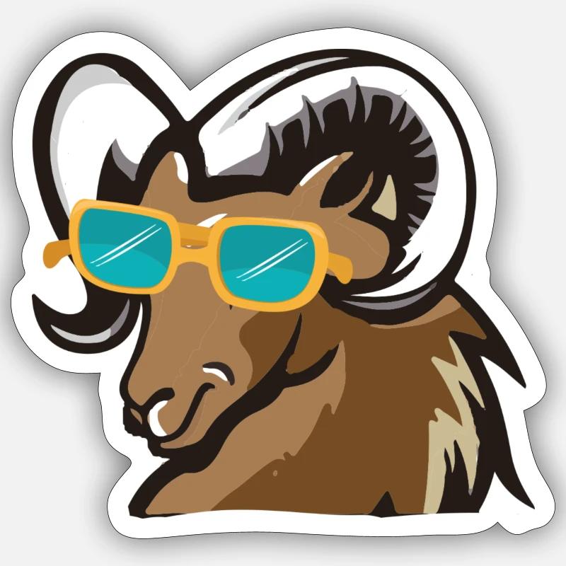 Ram mit Sonnenbrille - Sticker Größe S (10 x 10 cm) - Mattweiß