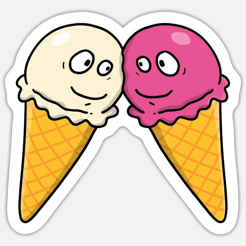 Amoureux de la crème glacée - Sticker taille S (10 x 10 cm) - blanc mat