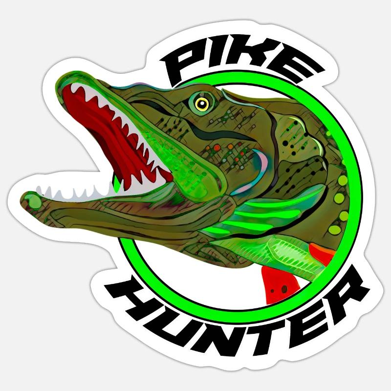 Pike hunter - Sticker size S (10 x 10 cm) - white matte